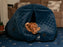 Collared Creatures Beds 60cm Diameter with Curtain Collared Creatures Sapphire Blue Quilted Velour Deluxe Comfort Cocoon Dog Cave Bed