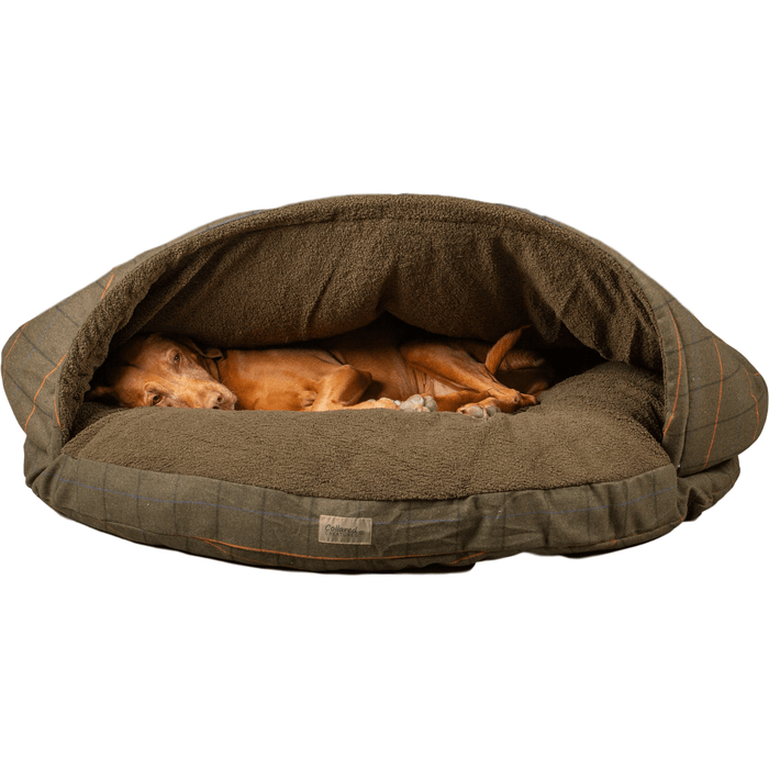 Collared Creatures Beds Green Tweed Cave Luxury Dog Bed