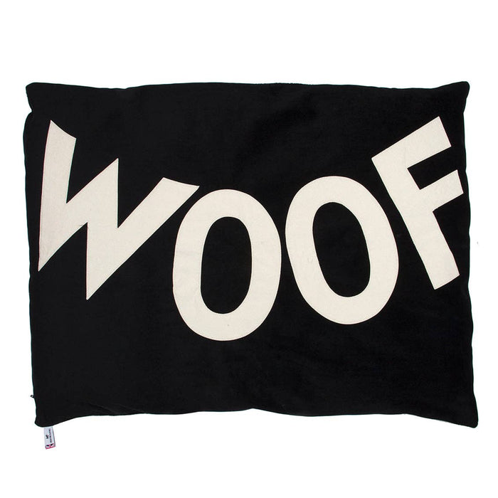 Dog Bed Big WOOF in Black Velvet