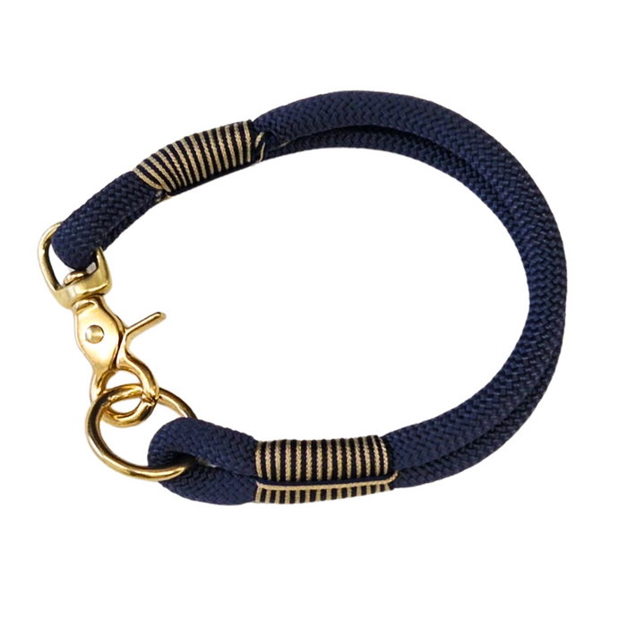 Navy Blue Handmade Rope Dog Collar with whipping