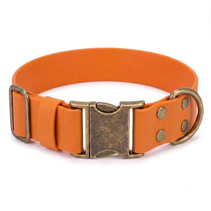 Burnt Orange 38mm Wide Waterproof Biothane Metal Clasp Dog Collar
