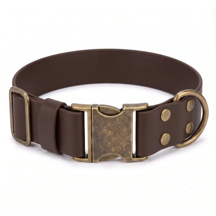 Dark Brown 38mm Wide Waterproof Biothane Metal Clasp Dog Collar