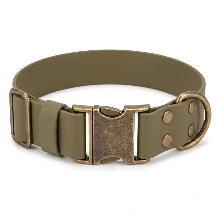 Olive 38mm Wide Waterproof Biothane Metal Clasp Dog Collar