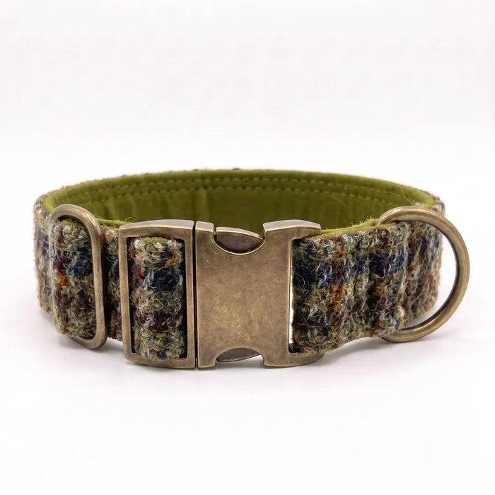 Extra Wide 38mm - Autumnal Houndstooth Harris Tweed Dog Collar