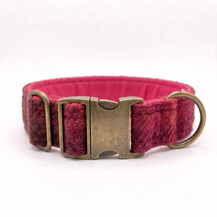 Extra Wide 38mm - Deep Fuchsia Harris Tweed Dog Collar