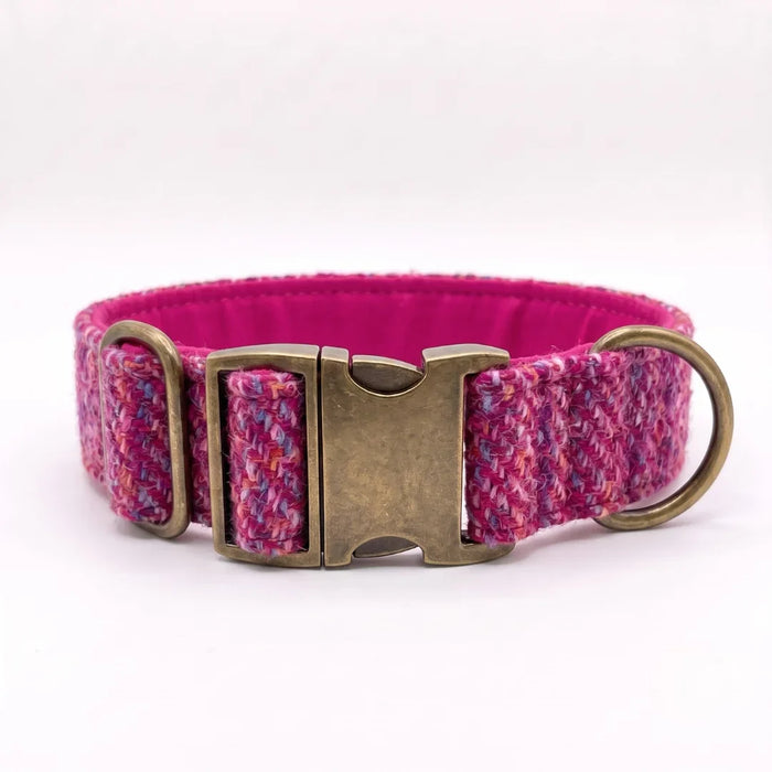 Extra Wide 38mm - Pink Koana Harris Tweed Dog Collar