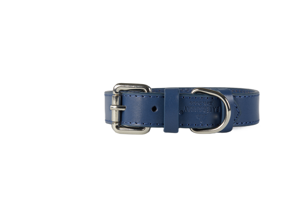 Eco Friendly Leather Dog Collar, Navy