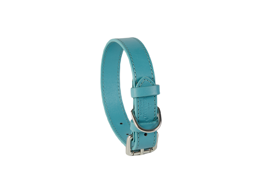 Eco Friendly Leather Dog Collar, Lagoon