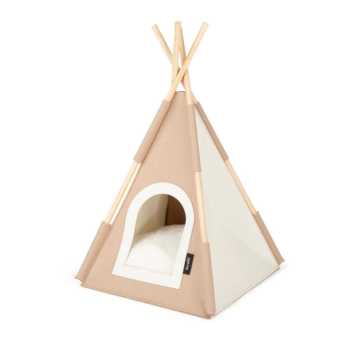 felt teepee cat bed- Tan
