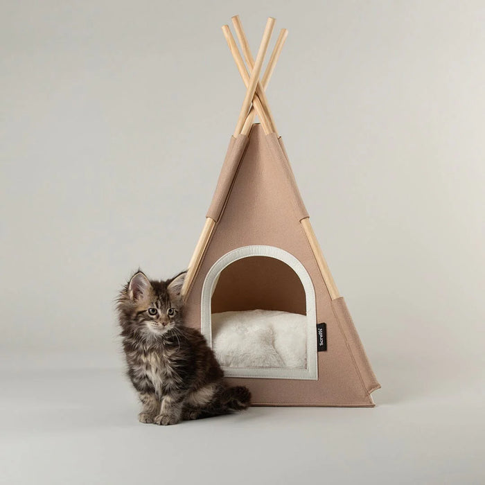 felt teepee cat bed- Tan