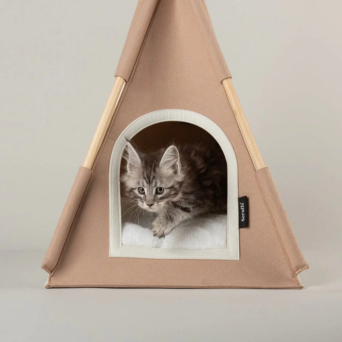 felt teepee cat bed- Tan