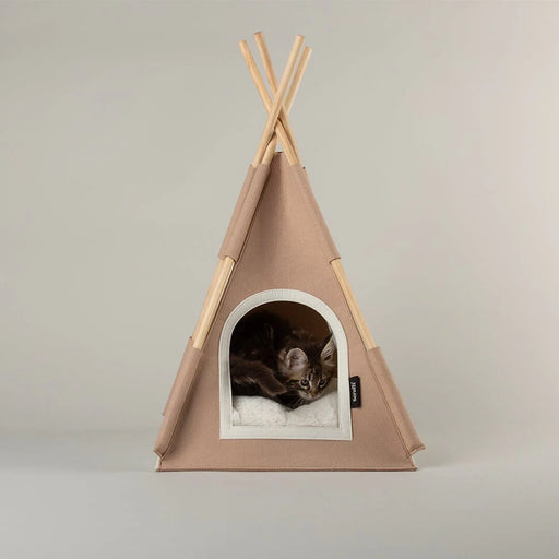felt teepee cat bed- Tan