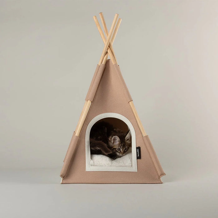 felt teepee cat bed- Tan