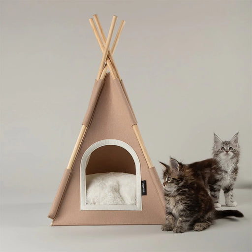 felt teepee cat bed- Tan