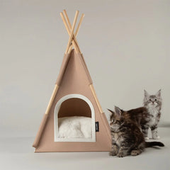 felt teepee cat bed- Tan