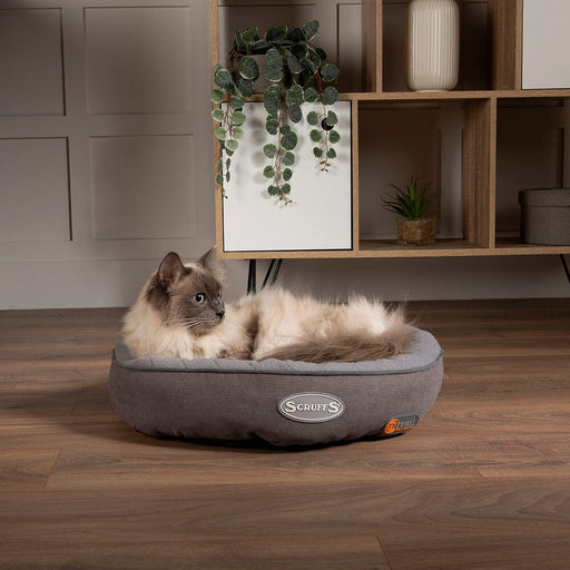 Thermal Self Heating Ring Cat Bed - Grey - Pet Prestige UK