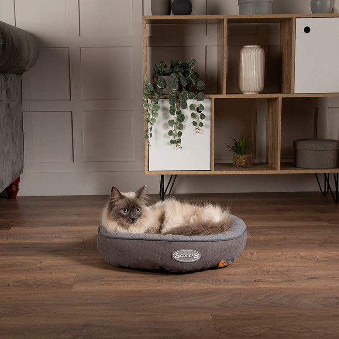 Thermal Self Heating Ring Cat Bed - Grey - Pet Prestige UK