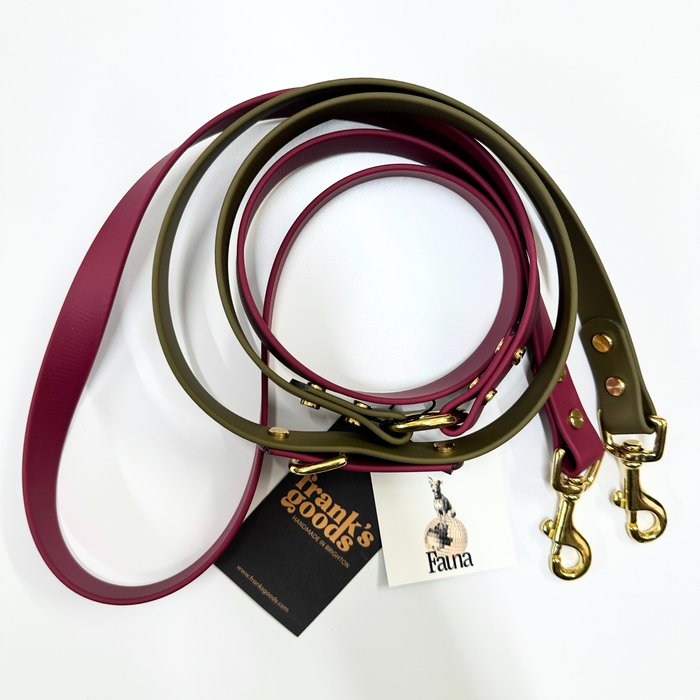 Dottie Multiway Dog Lead in Wine & Olive