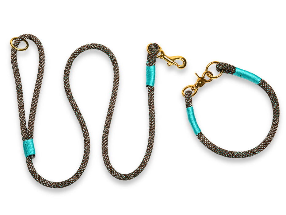 A Touch of Turquoise Handmade Rope Dog Collar with whipping