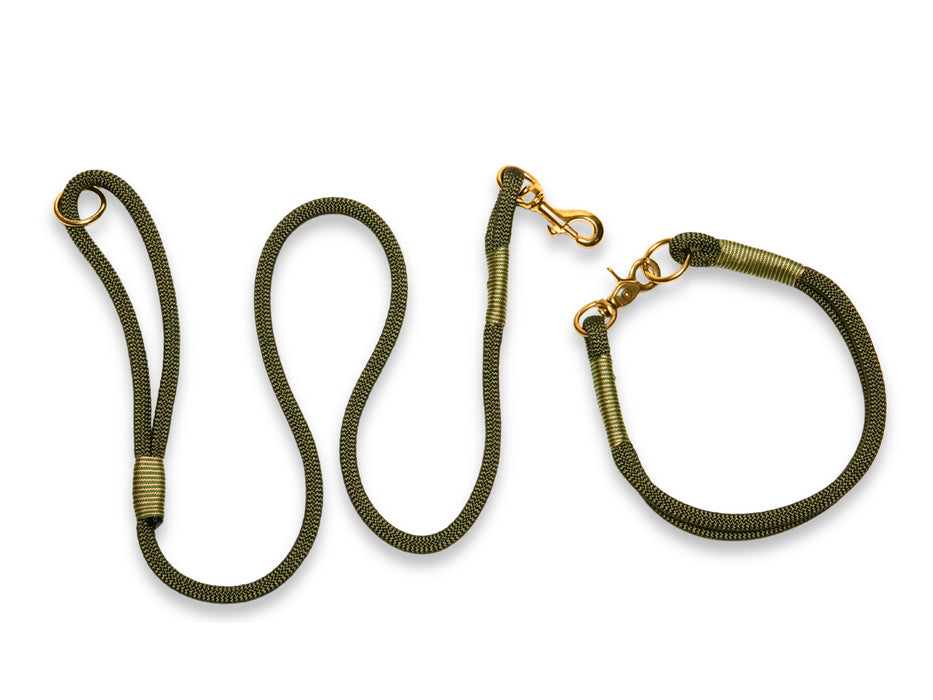 Army Green Handmade Rope Dog Collar with whipping