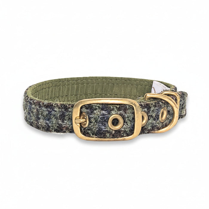 Autumn Houndstooth - Buckle Fastening Luxury Harris Tweed Dog Collar