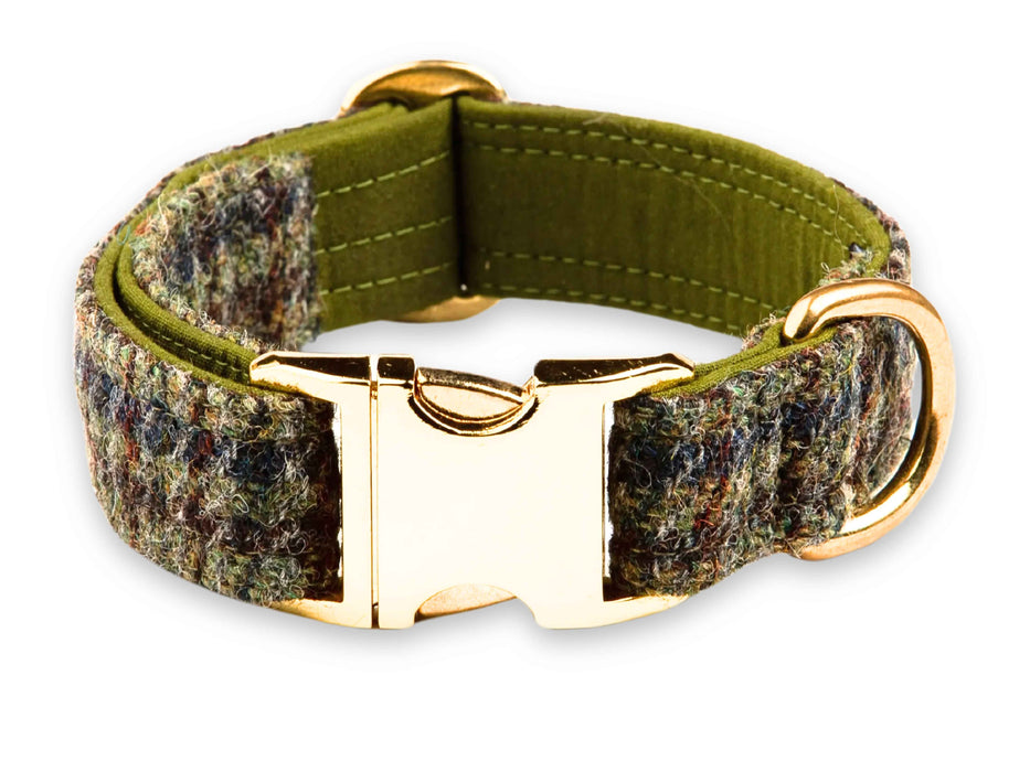 Autumn Houndstooth Luxury Harris Tweed Dog Collar