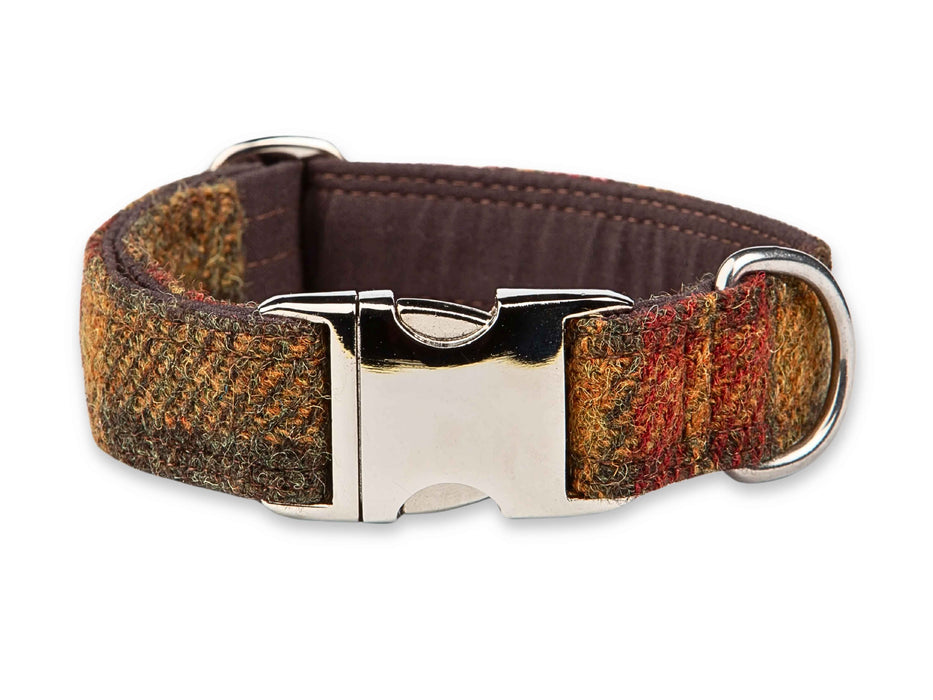 Autumnal Check Luxury Harris Tweed Dog Collar