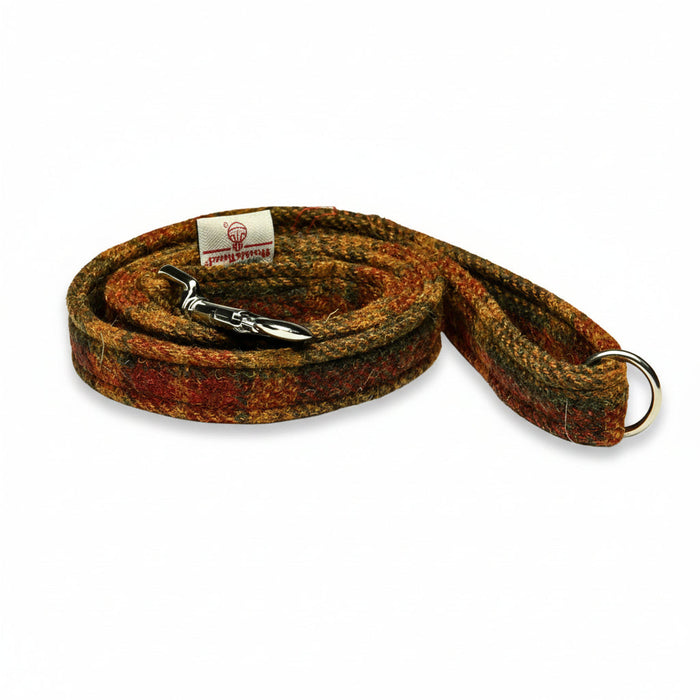 Autumnal Check Luxury Harris Tweed Dog Lead