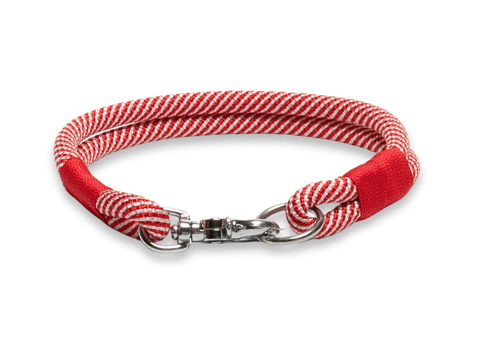 Candy Cane Handmade Rope Dog Collar with whipping