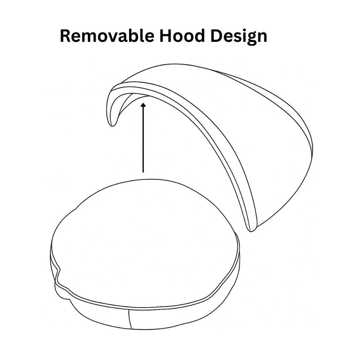 Grey Luxury Dog Cave Bed with Removable Firm Hood