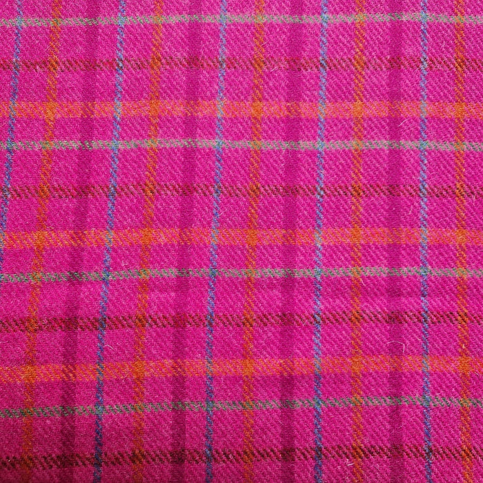 Extra Wide 38mm - Cerise Check Harris Tweed Dog Collar