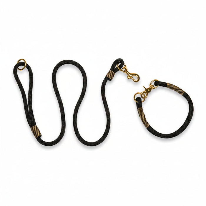 Black Handmade Rope Dog Collar with whipping