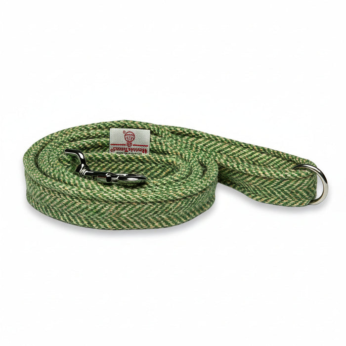 Green Herringbone Luxury Harris Tweed Dog Lead