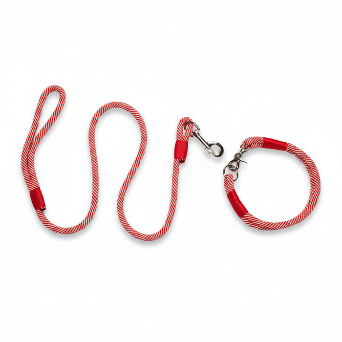 Candy Cane Handmade Rope Dog Collar with whipping
