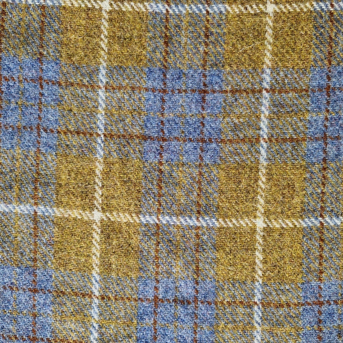 Mustard & Blue Check Luxury Harris Tweed Dog Collar