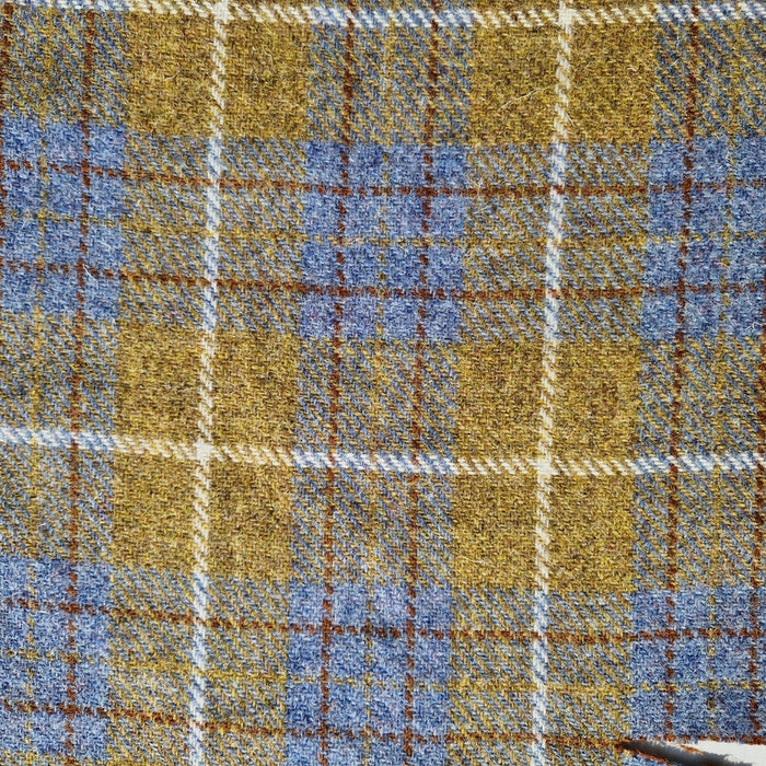 Extra Wide 38mm - Mustard & Blue Check Harris Tweed Dog Collar