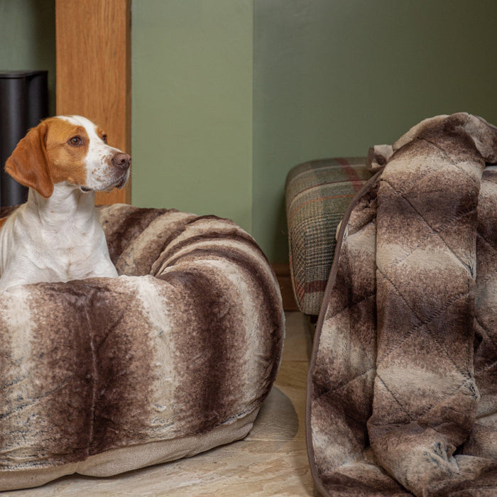 Luxury Brown Faux Fur Dog Blanket - Sofa Throw