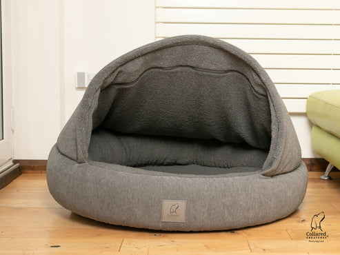 Collared Creatures - Grey Deluxe Cocoon Luxury Cave Dog Bed