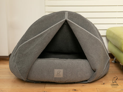 Collared Creatures - Grey Deluxe Cocoon Luxury Cave Dog Bed