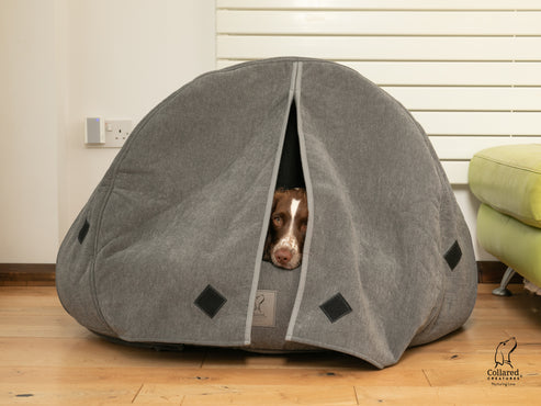 Collared Creatures - Grey Deluxe Cocoon Luxury Cave Dog Bed
