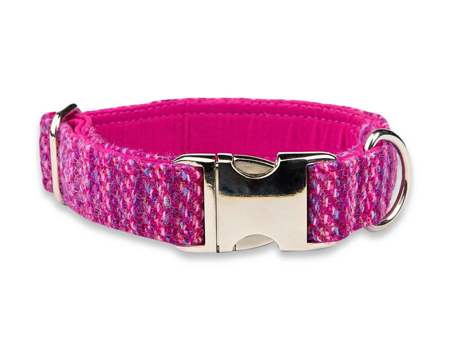 Pink Koana Harris Tweed Dog Collar