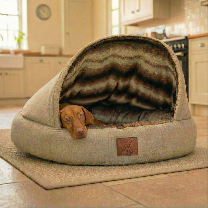 Collared Creatures - The Beige Deluxe Cocoon Dog Cave Bed