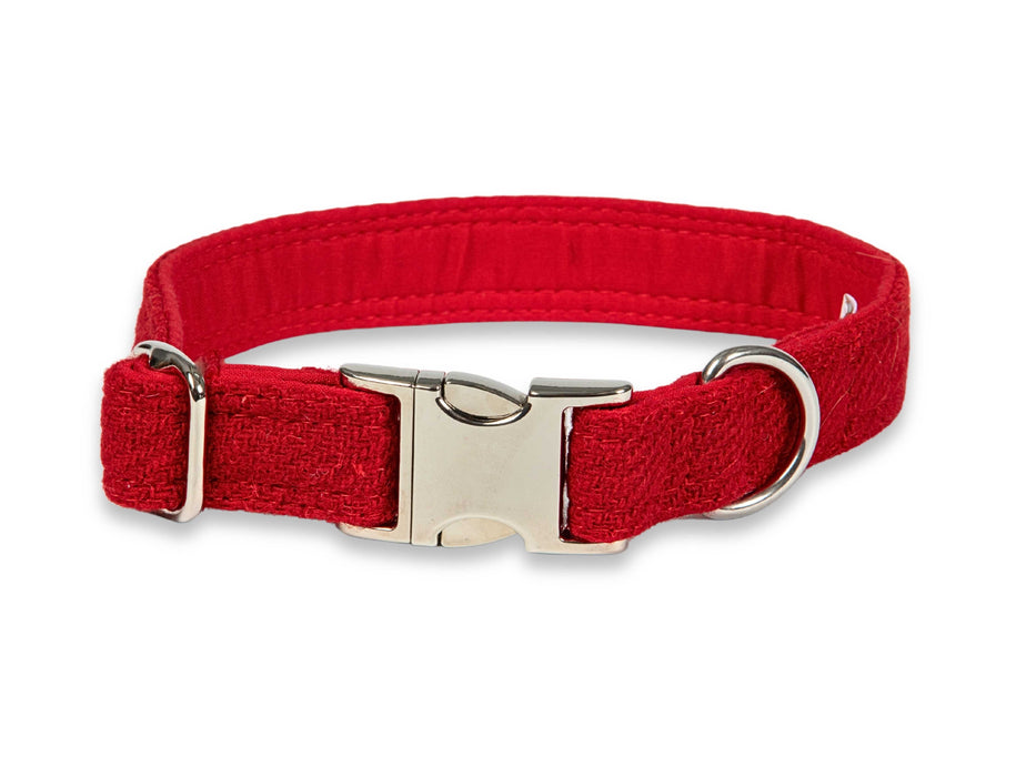 Simply Red Luxury Harris Tweed Dog Collar