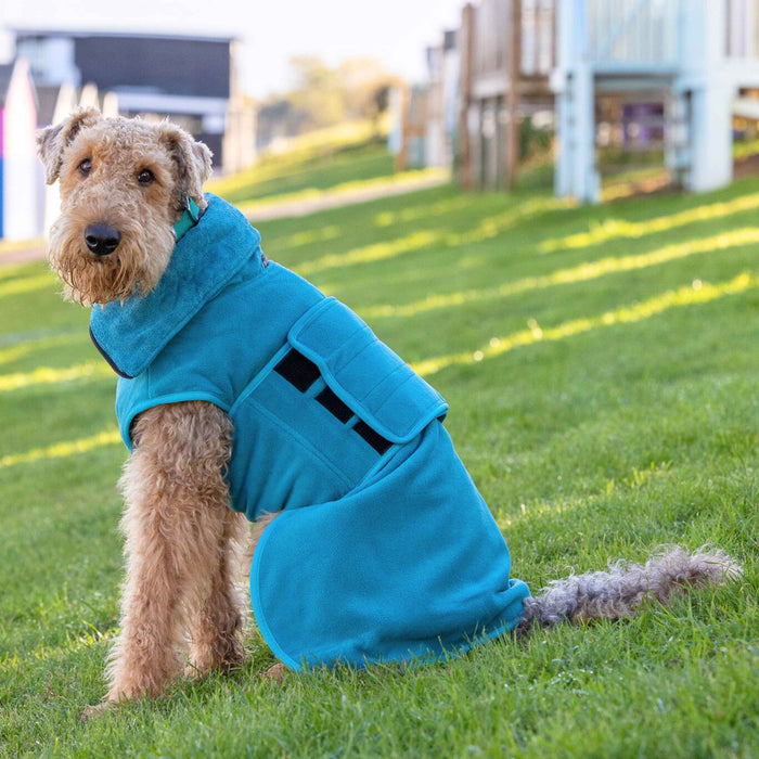 Teal Superior Perfectly Practical Dog Drying Coat