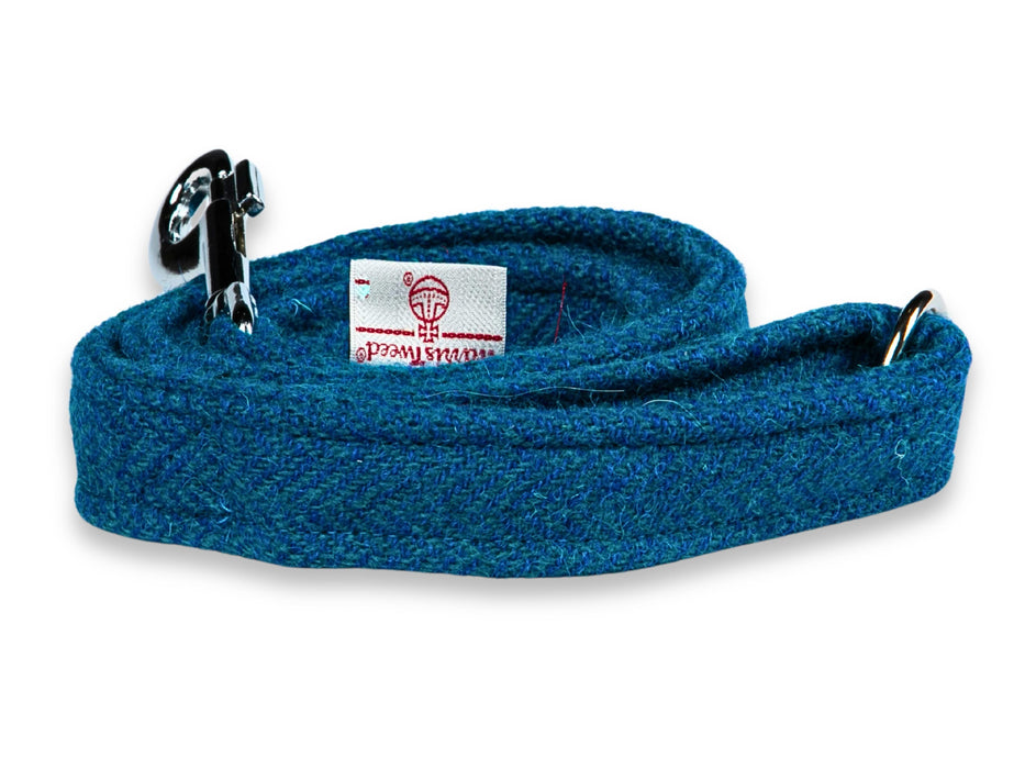 Teal Herringbone Luxury Harris Tweed Dog Lead