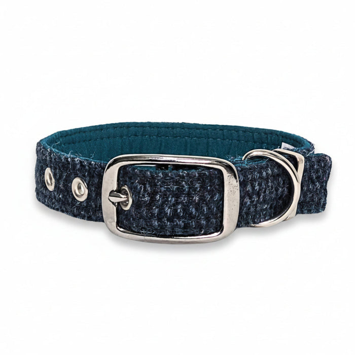 Teal With a Touch of Blue - Buckle Fastening Luxury Harris Tweed Dog Collar