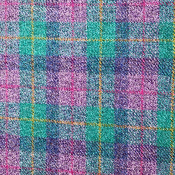 Extra Wide 38mm - Teal & Lilac Check Harris Tweed Dog Collar