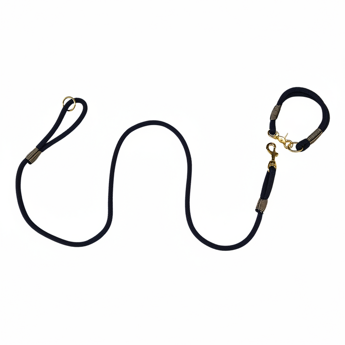 Navy Blue Handmade Rope Dog Collar with whipping