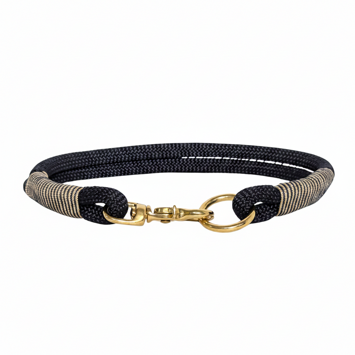 Navy Blue Handmade Rope Dog Collar with whipping