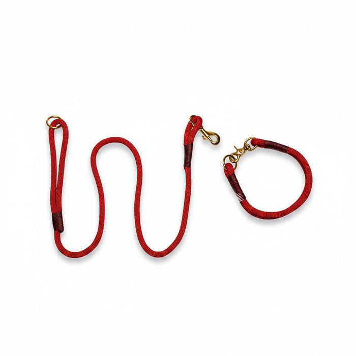 Vibrant Red Handmade Rope Dog Collar with whipping